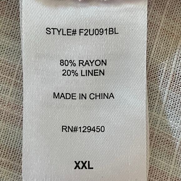 Como Vintage Linen Blend Button Down Tie Front Top Stripes XXL Casual Summer - Picture 6 of 8